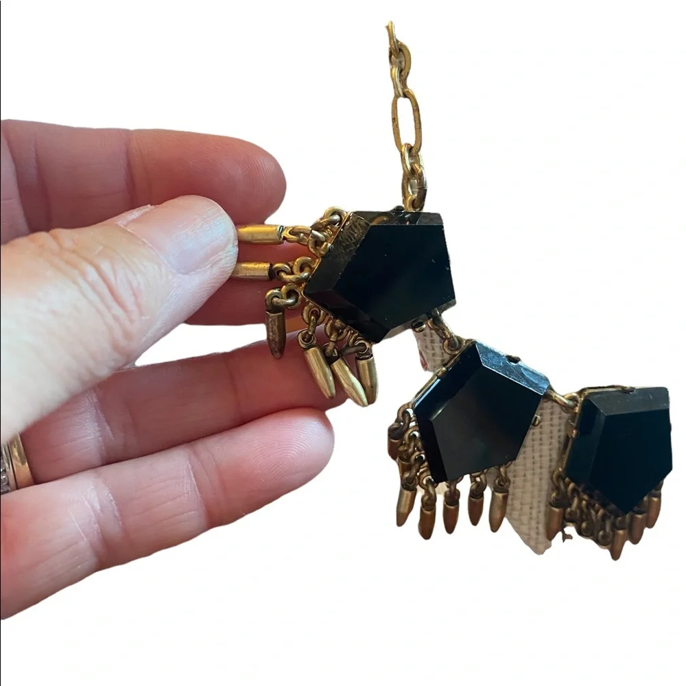 J Crew Vintage Gold and Black Adjustable Necklace
